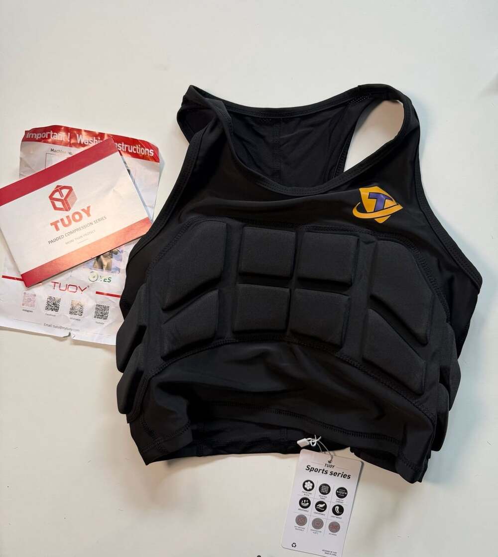Tuoy Padded Compression Vest Women Black Rib Protection Sports Series New
